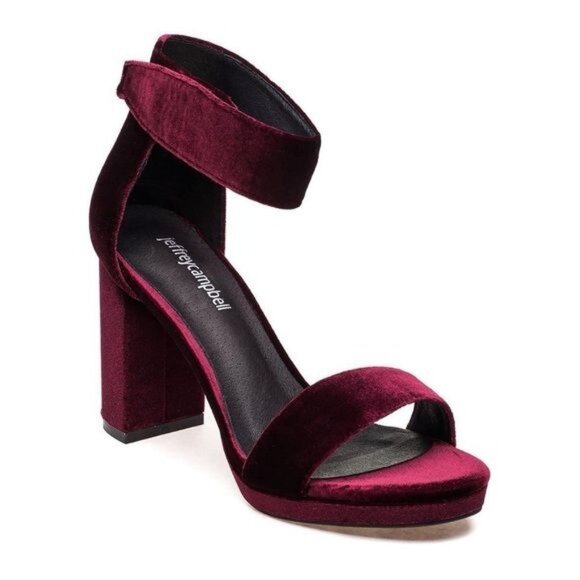 Jeffrey Campbell Heels Women's 10 Lindsay Ankle Strap Sandal Red Suede Shoe - Picture 1 of 9